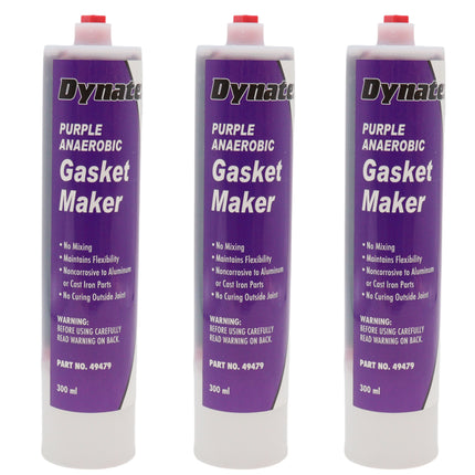Dynatex Purple Anaerobic Gasket Maker 10.14 oz Caulk Tube - Forms Tough Flexible Gasket, Instant Low-Pressure Seal, Use With or Without Pre-Cut Gaskets (3-Pack)