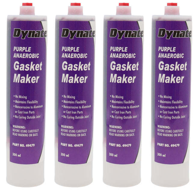Dynatex Purple Anaerobic Gasket Maker 10.14 oz Caulk Tube - Forms Tough Flexible Gasket, Instant Low-Pressure Seal, Use With or Without Pre-Cut Gaskets (4-Pack)