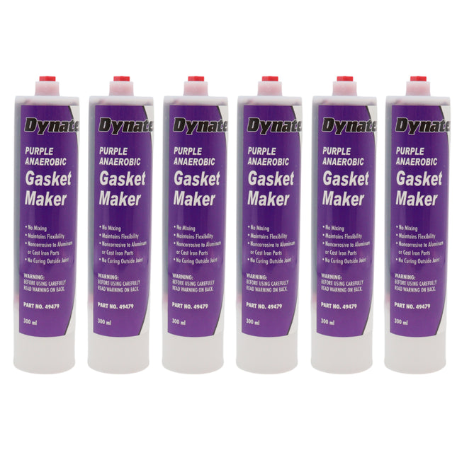 Dynatex Purple Anaerobic Gasket Maker 10.14 oz Caulk Tube - Forms Tough Flexible Gasket, Instant Low-Pressure Seal, Use With or Without Pre-Cut Gaskets (6-Pack)