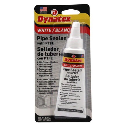 Dynatex Pipe Sealant w/PTFE 1.69 oz Bottle - Anaerobic, Disassembly with Hand Tools, Aluminum Steel Brass, Temperature & Solvent Resistant (Single)