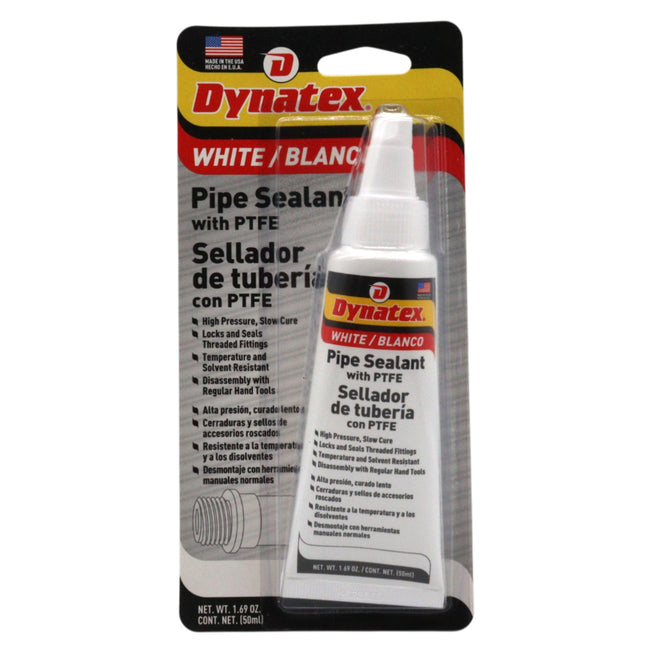 Dynatex Pipe Sealant w/PTFE 1.69 oz Bottle - Anaerobic, Disassembly with Hand Tools, Aluminum Steel Brass, Temperature & Solvent Resistant (Single)