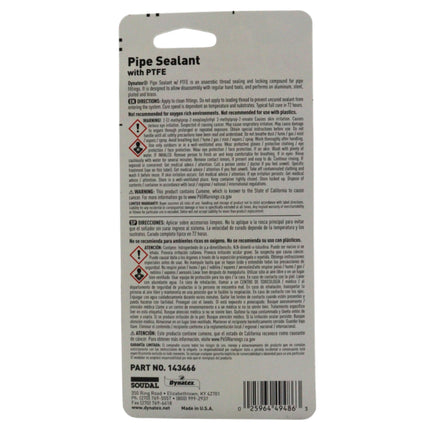 Dynatex Pipe Sealant w/PTFE 1.69 oz Bottle - Anaerobic, Disassembly with Hand Tools, Aluminum Steel Brass, Temperature & Solvent Resistant (5-Pack)