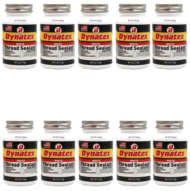Dynatex Thread Sealant with PTFE 4 oz Bottle - Non-Toxic, Non-Drying, Leak-Proof Seal, No Lead/Graphite, Ideal for Pipe Fittings (10-Pack)