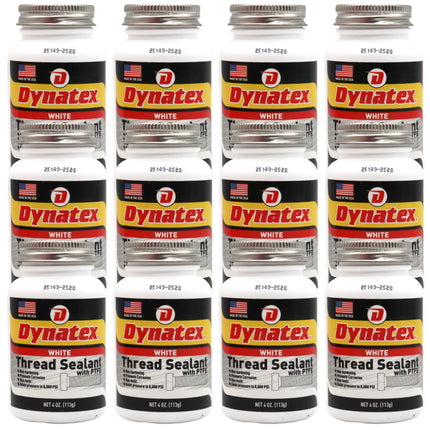 Dynatex Thread Sealant with PTFE 4 oz Bottle - Non-Toxic, Non-Drying, Leak-Proof Seal, No Lead/Graphite, Ideal for Pipe Fittings (12-Pack)