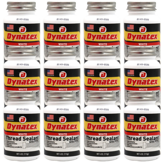Dynatex Thread Sealant with PTFE 4 oz Bottle - Non-Toxic, Non-Drying, Leak-Proof Seal, No Lead/Graphite, Ideal for Pipe Fittings (12-Pack)