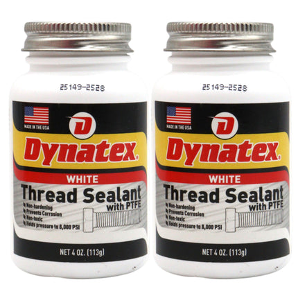 Dynatex Thread Sealant with PTFE 4 oz Bottle - Non-Toxic, Non-Drying, Leak-Proof Seal, No Lead/Graphite, Ideal for Pipe Fittings (2-Pack)