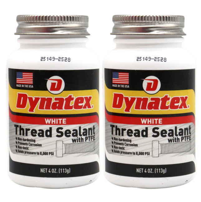 Dynatex Thread Sealant with PTFE 4 oz Bottle - Non-Toxic, Non-Drying, Leak-Proof Seal, No Lead/Graphite, Ideal for Pipe Fittings (2-Pack)