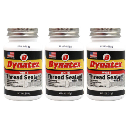 Dynatex Thread Sealant with PTFE 4 oz Bottle - Non-Toxic, Non-Drying, Leak-Proof Seal, No Lead/Graphite, Ideal for Pipe Fittings (3-Pack)