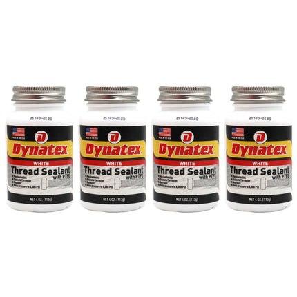 Dynatex Thread Sealant with PTFE 4 oz Bottle - Non-Toxic, Non-Drying, Leak-Proof Seal, No Lead/Graphite, Ideal for Pipe Fittings (4-Pack)