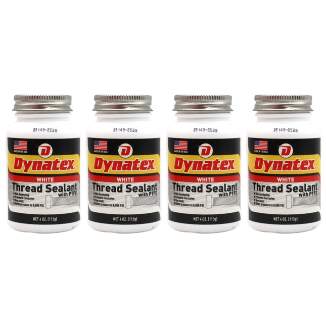 Dynatex Thread Sealant with PTFE 4 oz Bottle - Non-Toxic, Non-Drying, Leak-Proof Seal, No Lead/Graphite, Ideal for Pipe Fittings (4-Pack)