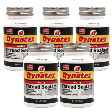Dynatex Thread Sealant with PTFE 4 oz Bottle - Non-Toxic, Non-Drying, Leak-Proof Seal, No Lead/Graphite, Ideal for Pipe Fittings (5-Pack)