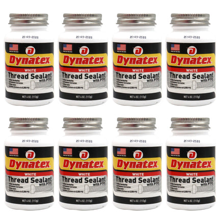 Dynatex Thread Sealant with PTFE 4 oz Bottle - Non-Toxic, Non-Drying, Leak-Proof Seal, No Lead/Graphite, Ideal for Pipe Fittings (8-Pack)