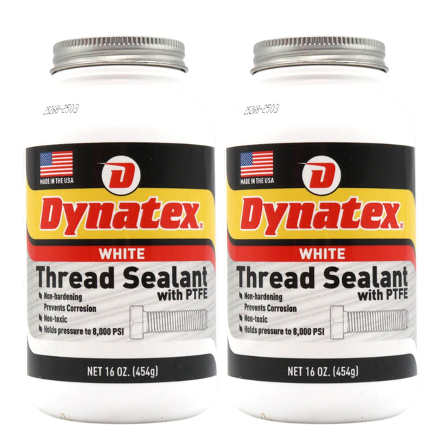 Dynatex Thread Sealant with PTFE 16 oz Bottle - Non-Toxic, Non-Drying, Leak-Proof Seal, No Lead/Graphite, Ideal for Pipe Fittings (2-Pack)