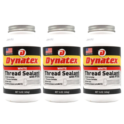 Dynatex Thread Sealant with PTFE 16 oz Bottle - Non-Toxic, Non-Drying, Leak-Proof Seal, No Lead/Graphite, Ideal for Pipe Fittings (3-Pack)