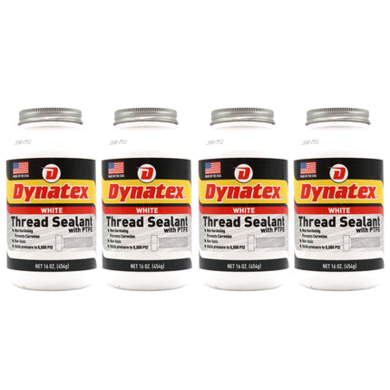 Dynatex Thread Sealant with PTFE 16 oz Bottle - Non-Toxic, Non-Drying, Leak-Proof Seal, No Lead/Graphite, Ideal for Pipe Fittings (4-Pack)