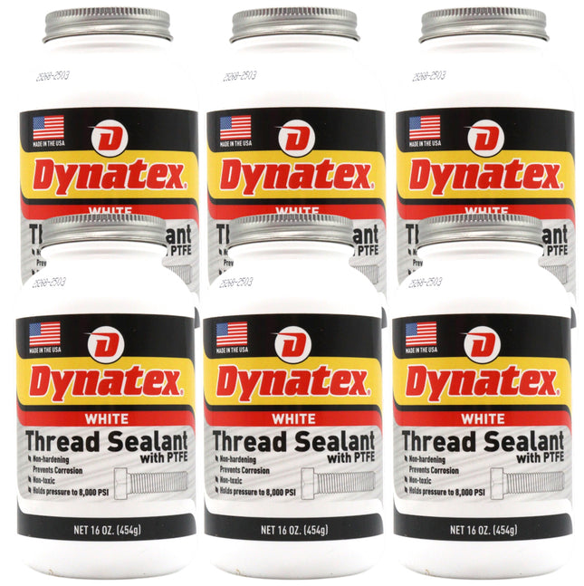 Dynatex Thread Sealant with PTFE 16 oz Bottle - Non-Toxic, Non-Drying, Leak-Proof Seal, No Lead/Graphite, Ideal for Pipe Fittings (6-Pack)