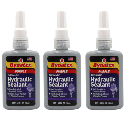 Dynatex Hydraulic/Pneumatic Sealant 1.69 oz Bottle - Locks Fittings up to 2 in, High Pressure & Vibration Resistant, No Contaminants, High Lubricity (3-Pack)