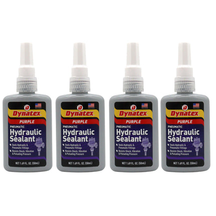 Dynatex Hydraulic/Pneumatic Sealant 1.69 oz Bottle - Locks Fittings up to 2 in, High Pressure & Vibration Resistant, No Contaminants, High Lubricity (4-Pack)