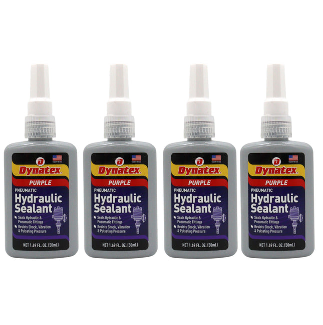 Dynatex Hydraulic/Pneumatic Sealant 1.69 oz Bottle - Locks Fittings up to 2 in, High Pressure & Vibration Resistant, No Contaminants, High Lubricity (4-Pack)