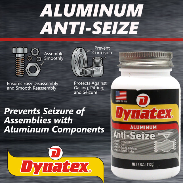 Dynatex Aluminum Anti-Seize 4 oz Can - General Purpose, Prevents Galling Seizing Corrosion, High Heat & Pressure Resistant, Aluminum & Graphite (12-Pack)