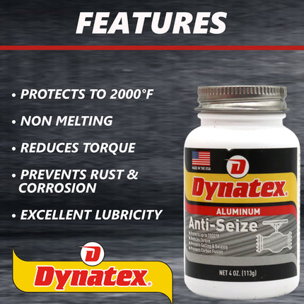 Dynatex Aluminum Anti-Seize 4 oz Can - General Purpose, Prevents Galling Seizing Corrosion, High Heat & Pressure Resistant, Aluminum & Graphite (3-Pack)