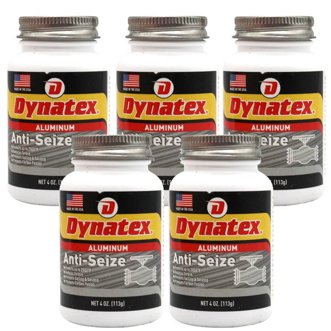 Dynatex Aluminum Anti-Seize 4 oz Can - General Purpose, Prevents Galling Seizing Corrosion, High Heat & Pressure Resistant, Aluminum & Graphite (5-Pack)