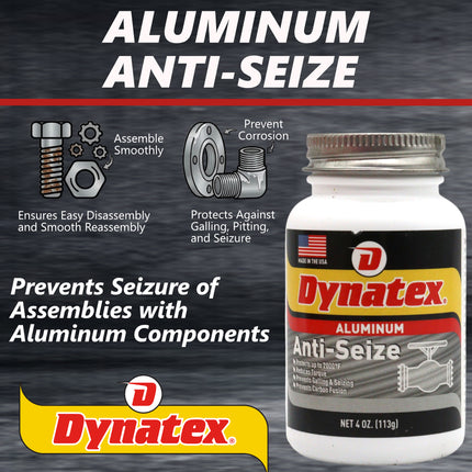 Dynatex Aluminum Anti-Seize 4 oz Can - General Purpose, Prevents Galling Seizing Corrosion, High Heat & Pressure Resistant, Aluminum & Graphite (8-Pack)