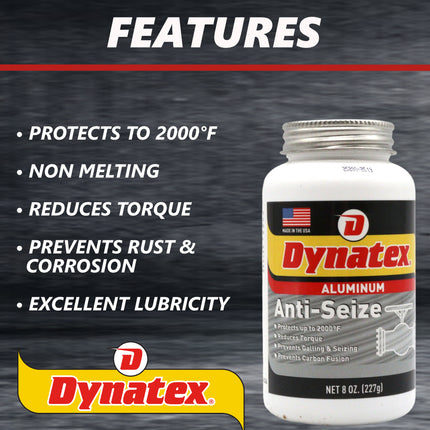 Dynatex Aluminum Anti-Seize 8 oz Can - General Purpose, Prevents Galling Seizing Corrosion, High Heat & Pressure Resistant, Aluminum & Graphite (5-Pack)