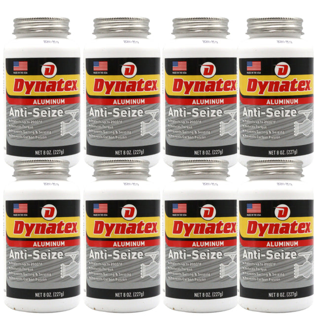 Dynatex Aluminum Anti-Seize 8 oz Can - General Purpose, Prevents Galling Seizing Corrosion, High Heat & Pressure Resistant, Aluminum & Graphite (8-Pack)