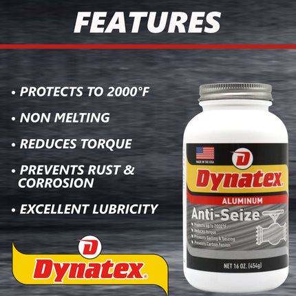 Dynatex Aluminum Anti-Seize 16 oz Can - General Purpose, Prevents Galling Seizing Corrosion, High Heat & Pressure Resistant, Aluminum & Graphite (6-Pack)