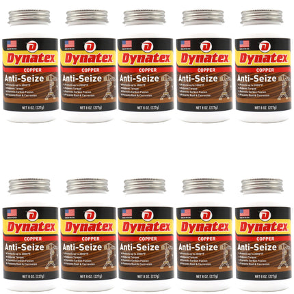 Dynatex Copper Anti-Seize 8 oz Can - Heavy-Duty, Protects Against Extreme Heat Pressure Steam Water, Prevents Galling Seizing Corrosion (10-Pack)