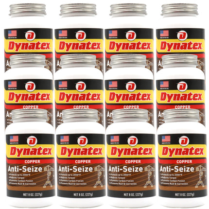 Dynatex Copper Anti-Seize 8 oz Can - Heavy-Duty, Protects Against Extreme Heat Pressure Steam Water, Prevents Galling Seizing Corrosion (12-Pack)
