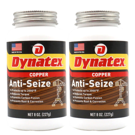 Dynatex Copper Anti-Seize 8 oz Can - Heavy-Duty, Protects Against Extreme Heat Pressure Steam Water, Prevents Galling Seizing Corrosion (2-Pack)