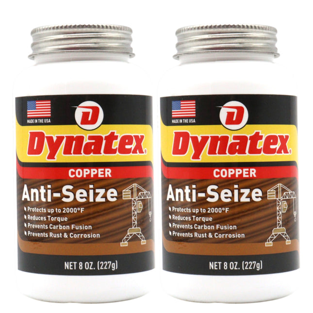 Dynatex Copper Anti-Seize 8 oz Can - Heavy-Duty, Protects Against Extreme Heat Pressure Steam Water, Prevents Galling Seizing Corrosion (2-Pack)