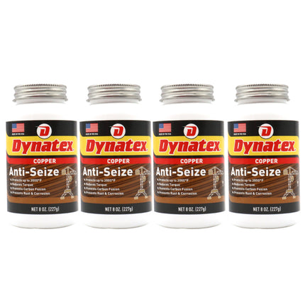 Dynatex Copper Anti-Seize 8 oz Can - Heavy-Duty, Protects Against Extreme Heat Pressure Steam Water, Prevents Galling Seizing Corrosion (4-Pack)