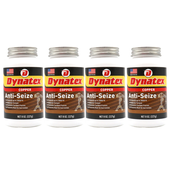 Dynatex Copper Anti-Seize 8 oz Can - Heavy-Duty, Protects Against Extreme Heat Pressure Steam Water, Prevents Galling Seizing Corrosion (4-Pack)