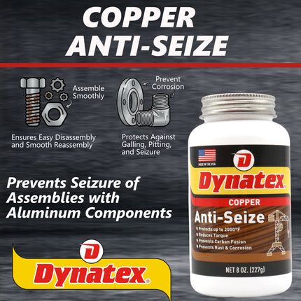 Dynatex Copper Anti-Seize 8 oz Can - Heavy-Duty, Protects Against Extreme Heat Pressure Steam Water, Prevents Galling Seizing Corrosion (4-Pack)
