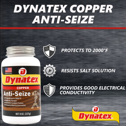 Dynatex Copper Anti-Seize 8 oz Can - Heavy-Duty, Protects Against Extreme Heat Pressure Steam Water, Prevents Galling Seizing Corrosion (4-Pack)