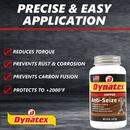 Dynatex Copper Anti-Seize 8 oz Can - Heavy-Duty, Protects Against Extreme Heat Pressure Steam Water, Prevents Galling Seizing Corrosion (4-Pack)