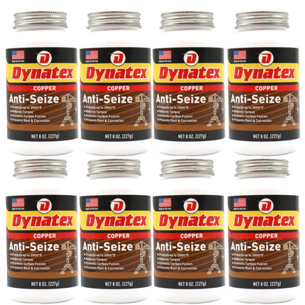 Dynatex Copper Anti-Seize 8 oz Can - Heavy-Duty, Protects Against Extreme Heat Pressure Steam Water, Prevents Galling Seizing Corrosion (8-Pack)