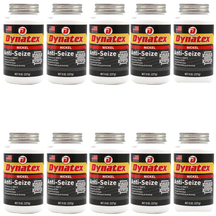 Dynatex Nickel Anti-Seize 8 oz Can - Heavy-Duty, No Sulfur Lead Copper Halogens, Protects Against Extreme Heat Corrosion Acidic Environments (10-Pack)