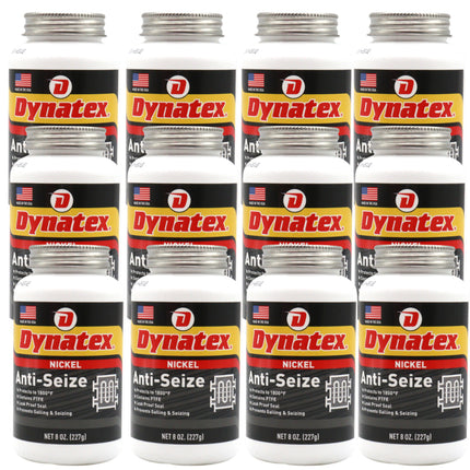 Dynatex Nickel Anti-Seize 8 oz Can - Heavy-Duty, No Sulfur Lead Copper Halogens, Protects Against Extreme Heat Corrosion Acidic Environments (12-Pack)