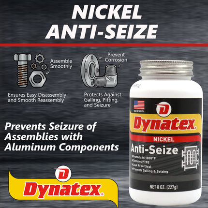 Dynatex Nickel Anti-Seize 8 oz Can - Heavy-Duty, No Sulfur Lead Copper Halogens, Protects Against Extreme Heat Corrosion Acidic Environments (2-Pack)