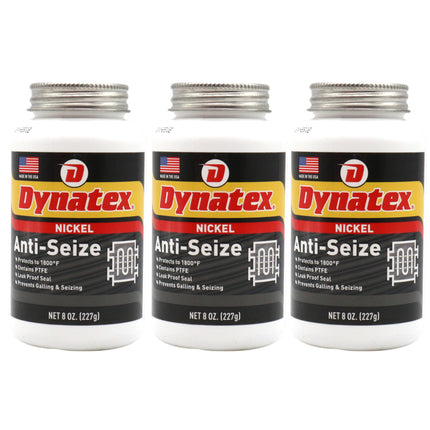 Dynatex Nickel Anti-Seize 8 oz Can - Heavy-Duty, No Sulfur Lead Copper Halogens, Protects Against Extreme Heat Corrosion Acidic Environments (3-Pack)
