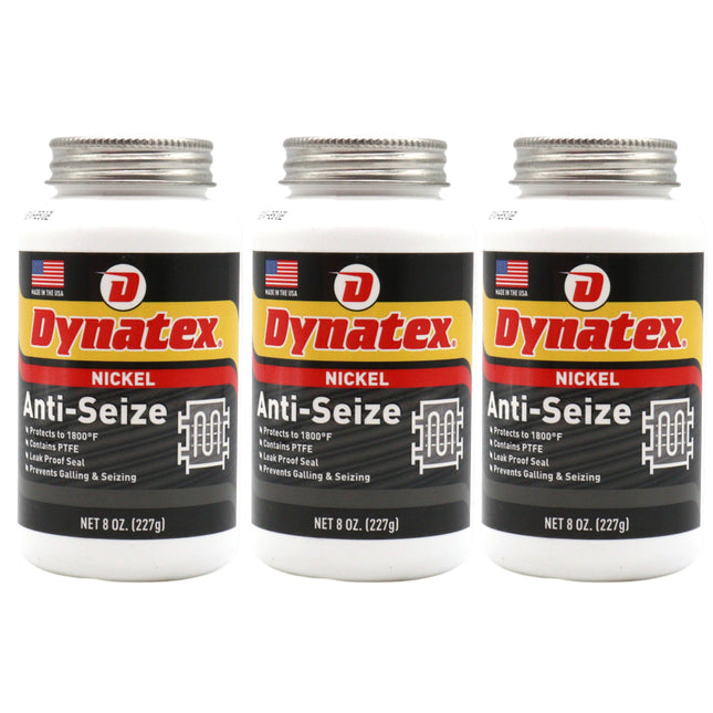 Dynatex Nickel Anti-Seize 8 oz Can - Heavy-Duty, No Sulfur Lead Copper Halogens, Protects Against Extreme Heat Corrosion Acidic Environments (3-Pack)