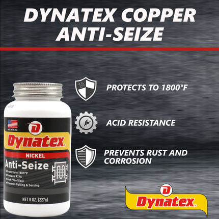 Dynatex Nickel Anti-Seize 8 oz Can - Heavy-Duty, No Sulfur Lead Copper Halogens, Protects Against Extreme Heat Corrosion Acidic Environments (4-Pack)