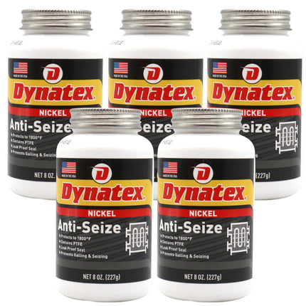Dynatex Nickel Anti-Seize 8 oz Can - Heavy-Duty, No Sulfur Lead Copper Halogens, Protects Against Extreme Heat Corrosion Acidic Environments (5-Pack)