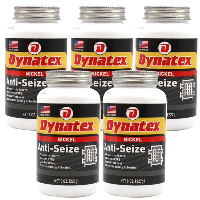 Dynatex Nickel Anti-Seize 8 oz Can - Heavy-Duty, No Sulfur Lead Copper Halogens, Protects Against Extreme Heat Corrosion Acidic Environments (5-Pack)