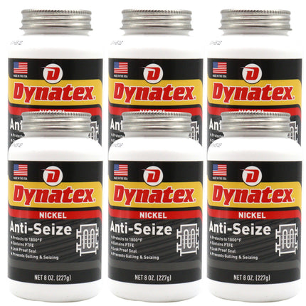 Dynatex Nickel Anti-Seize 8 oz Can - Heavy-Duty, No Sulfur Lead Copper Halogens, Protects Against Extreme Heat Corrosion Acidic Environments (6-Pack)