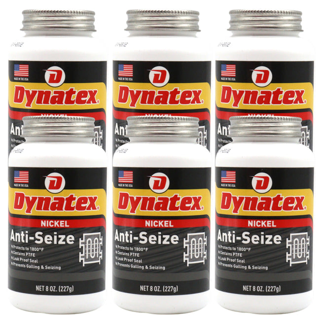 Dynatex Nickel Anti-Seize 8 oz Can - Heavy-Duty, No Sulfur Lead Copper Halogens, Protects Against Extreme Heat Corrosion Acidic Environments (6-Pack)